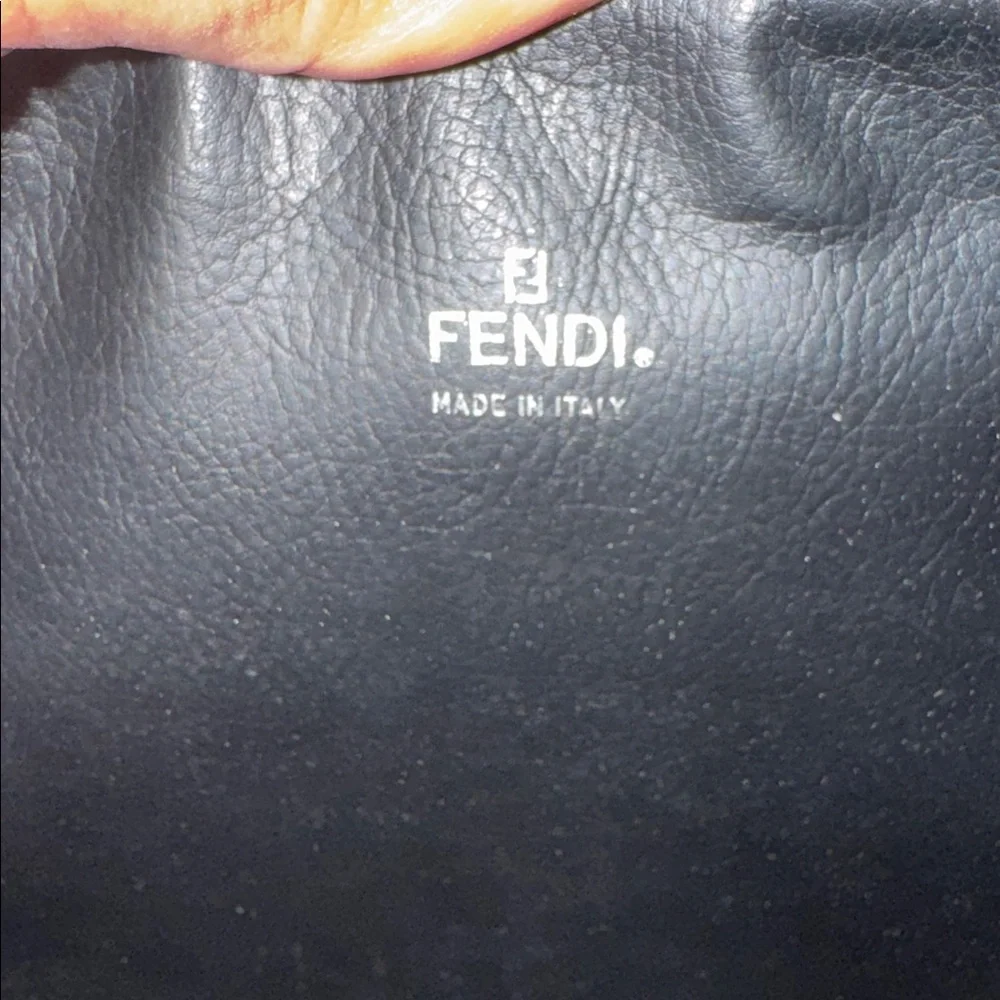 Fendi Brown Monogram Toiletry Pouch with Tan Leather Center Stripe